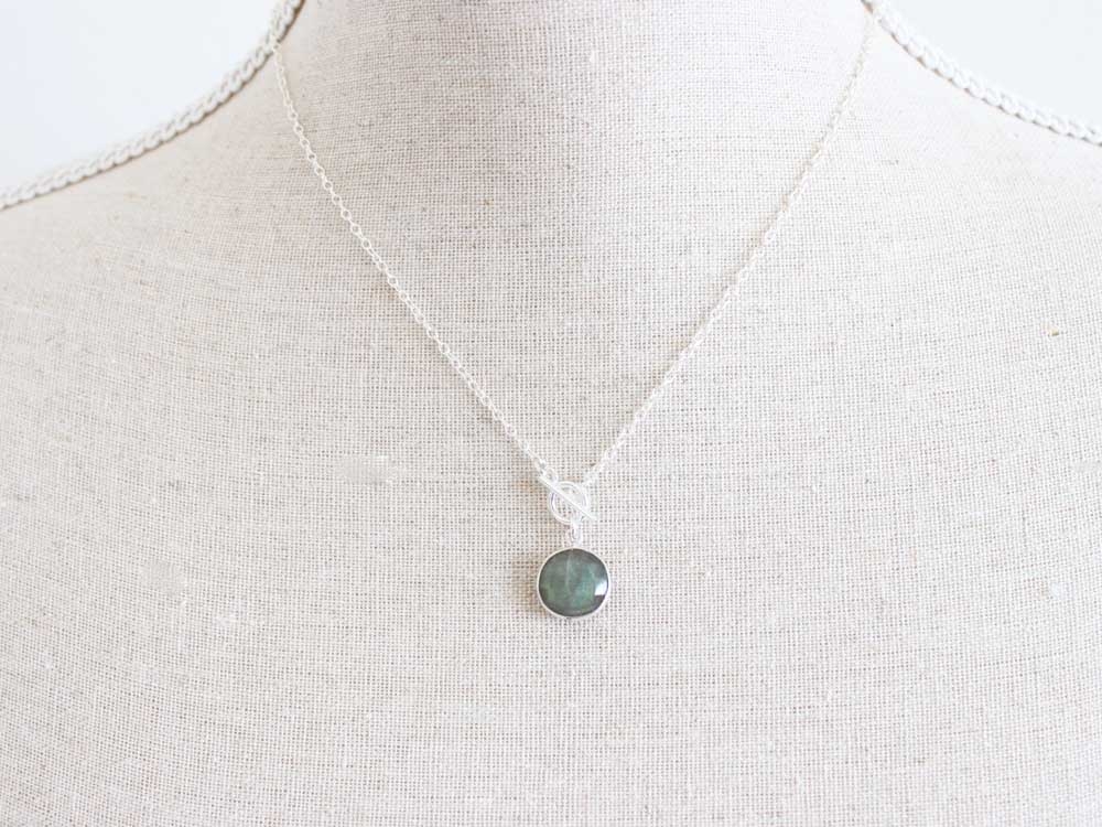 Labradorite Coin Sterling Silver Toggle Necklace