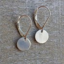 Small Silver Disc Leverback Earrings in Satin Finish - Image 3
