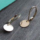 Small Gold Disc Earrings on Leverback - Image 3