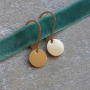 Small Gold Disc Earrings on Leverback - Image 2