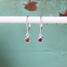 Tiny Garnet and Sterling Silver Leverback Earrings - Image 5