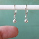 Tiny Sterling Silver Ball Dangle Leverback Earrings - Image 5