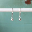 Tiny Sterling Silver Ball Dangle Leverback Earrings - Image 4