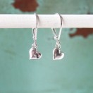 Tiny Sterling Silver Heart Dangle Leverback Earrings - Image 2