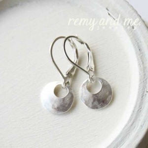 Small hand-hammered hoop dangle earrings